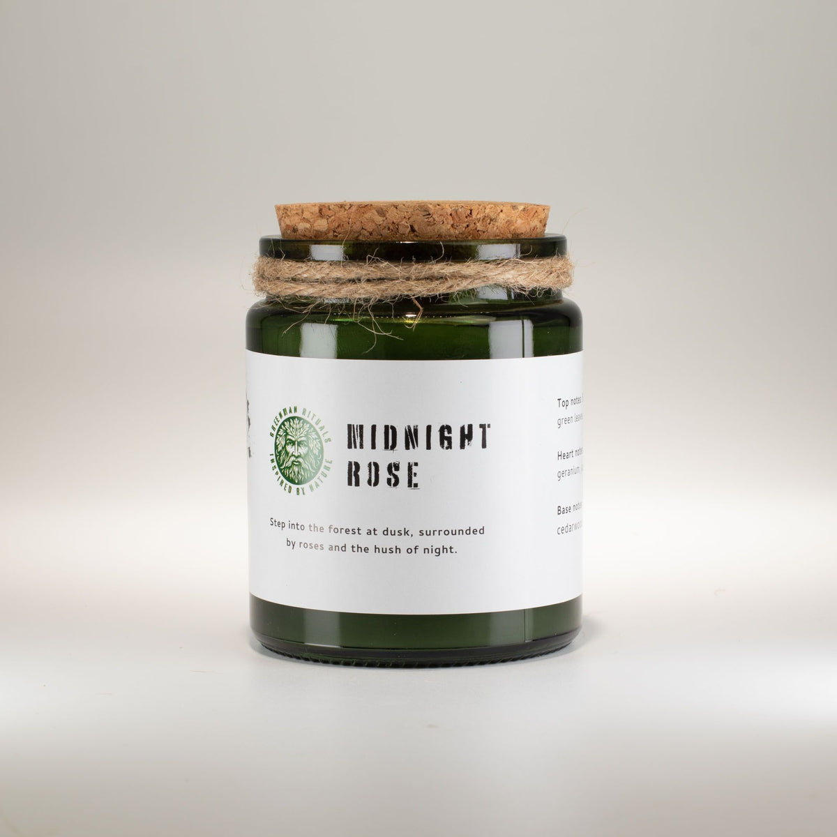 Greenman sojavaxljus med träveke – Midnight Rose