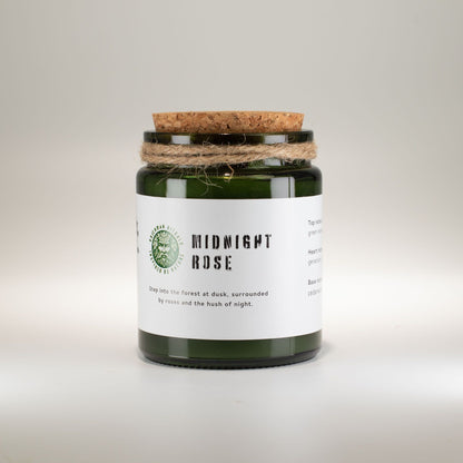 Greenman sojavaxljus med träveke – Midnight Rose