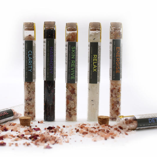 Badsalt i glasrör – presentset med 7 × 40 g