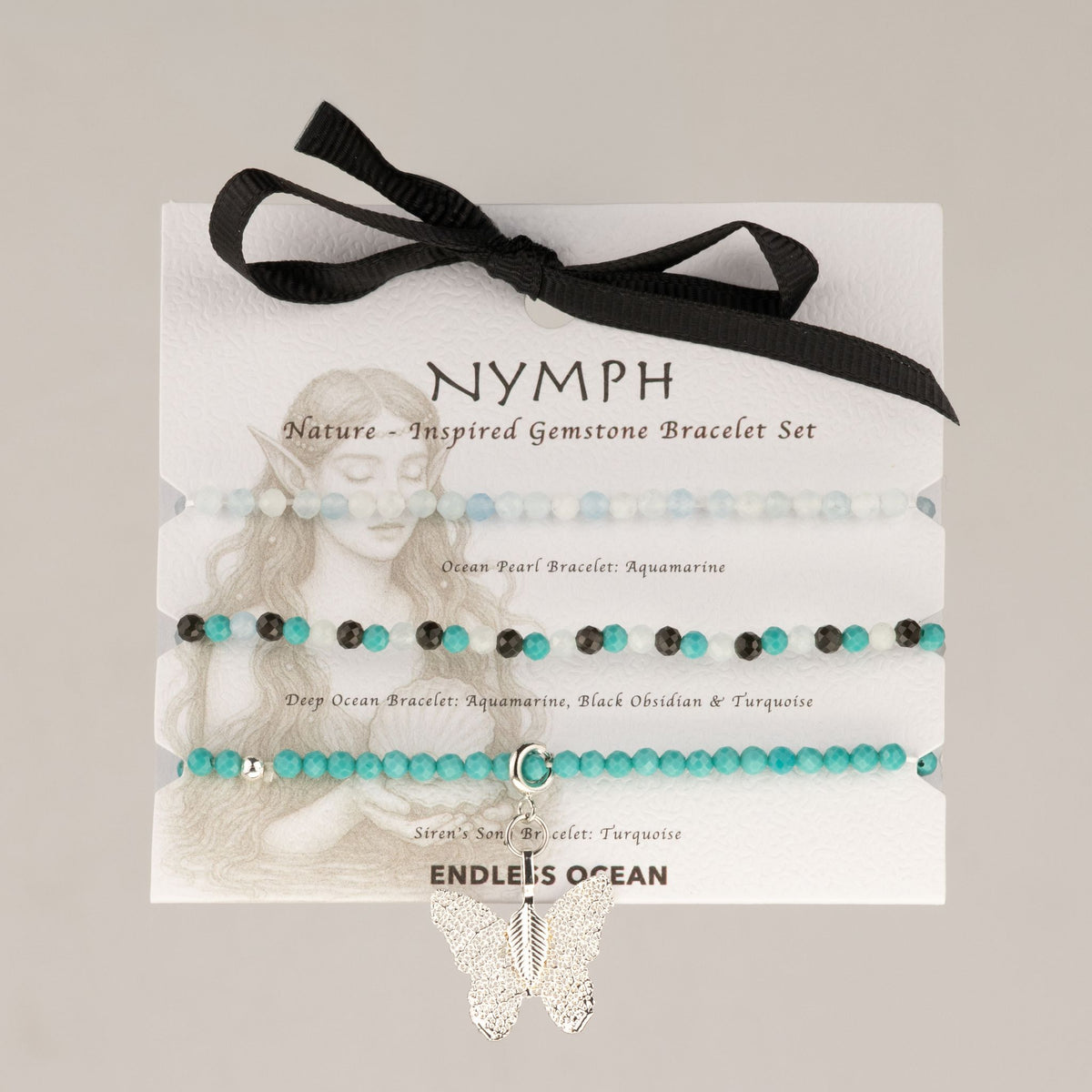 Kristallarmband-set Endless Ocean – 3 elastiska armband