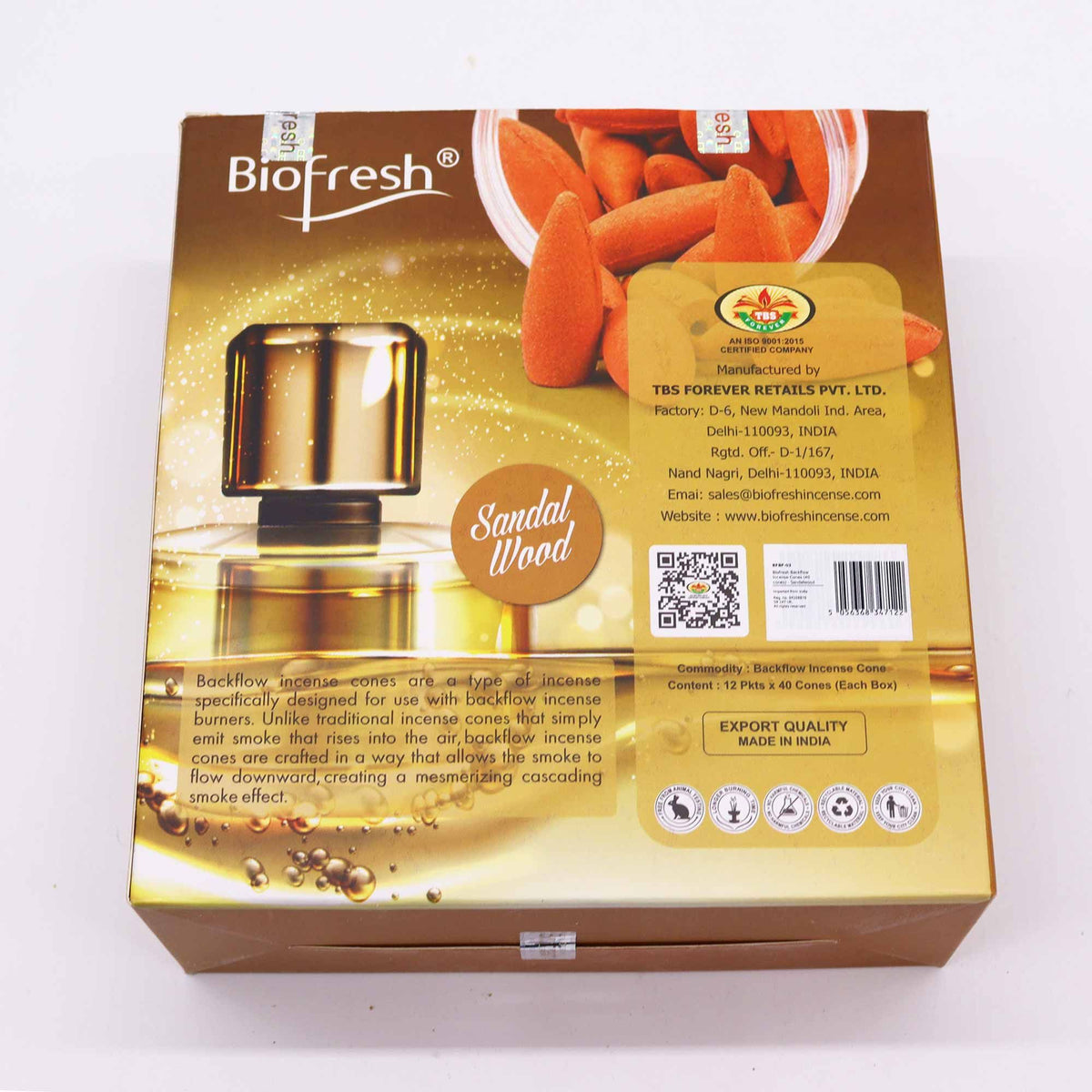 Biofresh backflow-rökelsekoner – Sandelträ, 40 st