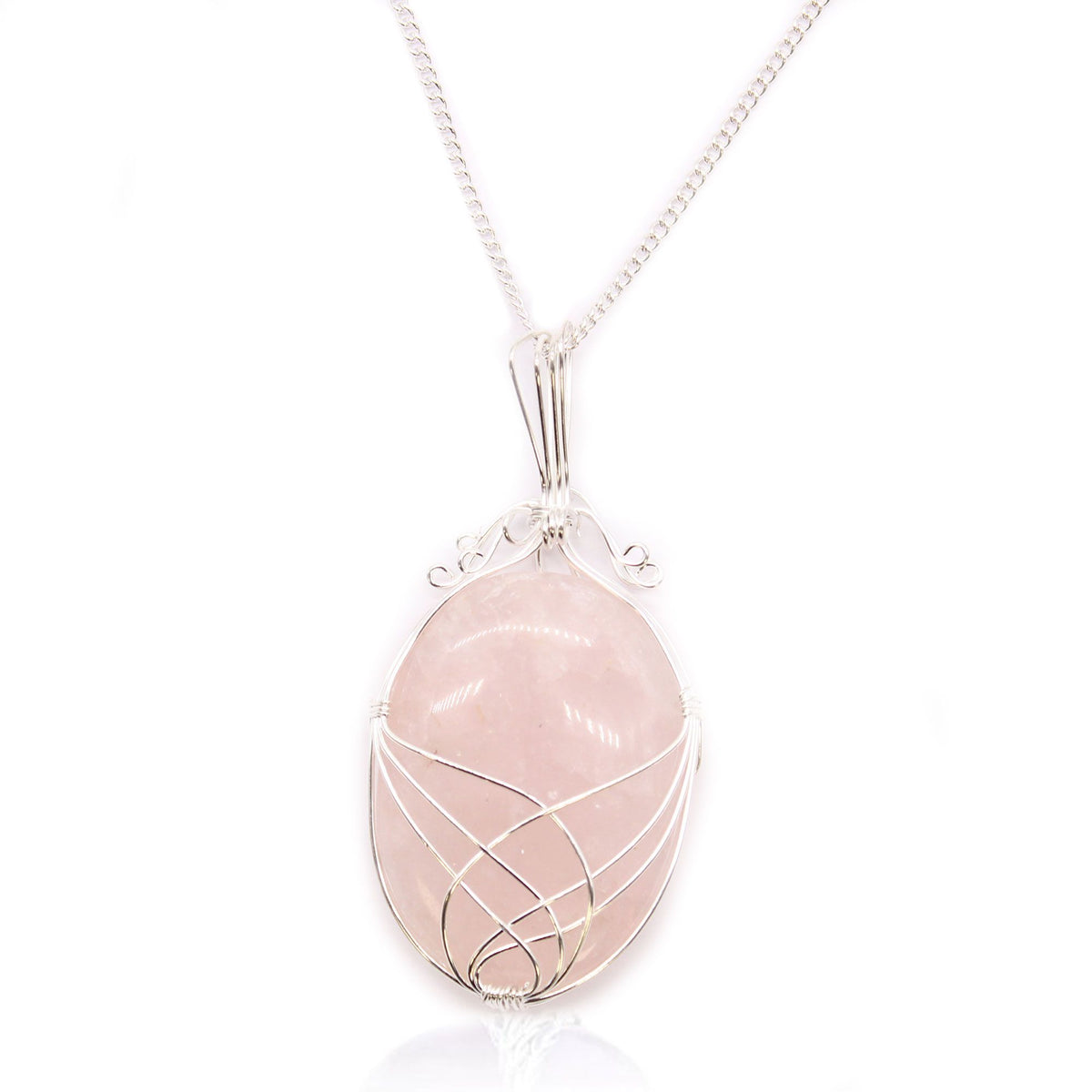 Halsband med spiralinfattning – rosenkvarts