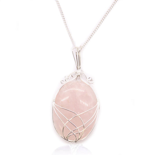 Halsband med spiralinfattning – rosenkvarts