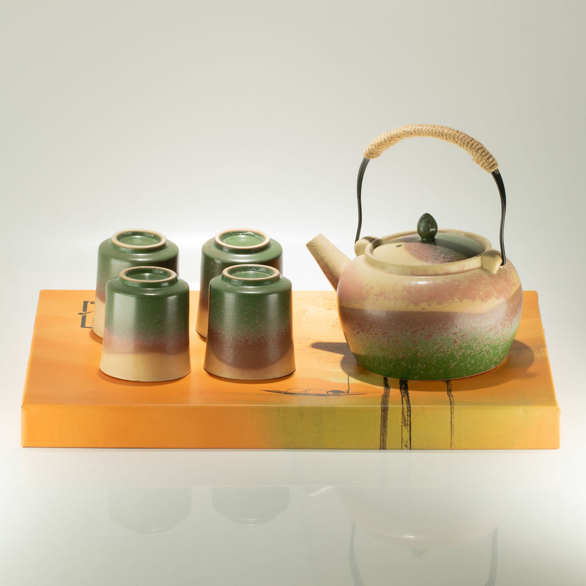 Teservis i Kyusu-stil – tekanna och 4 koppar