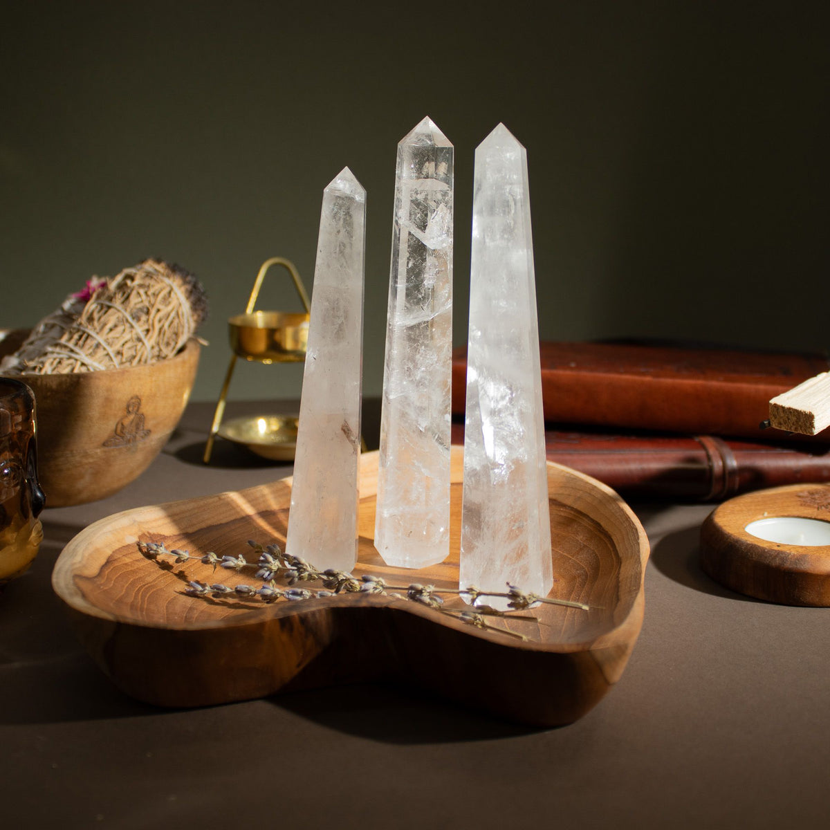 Sexsidig obelisk i bergkristall – ca 17 cm