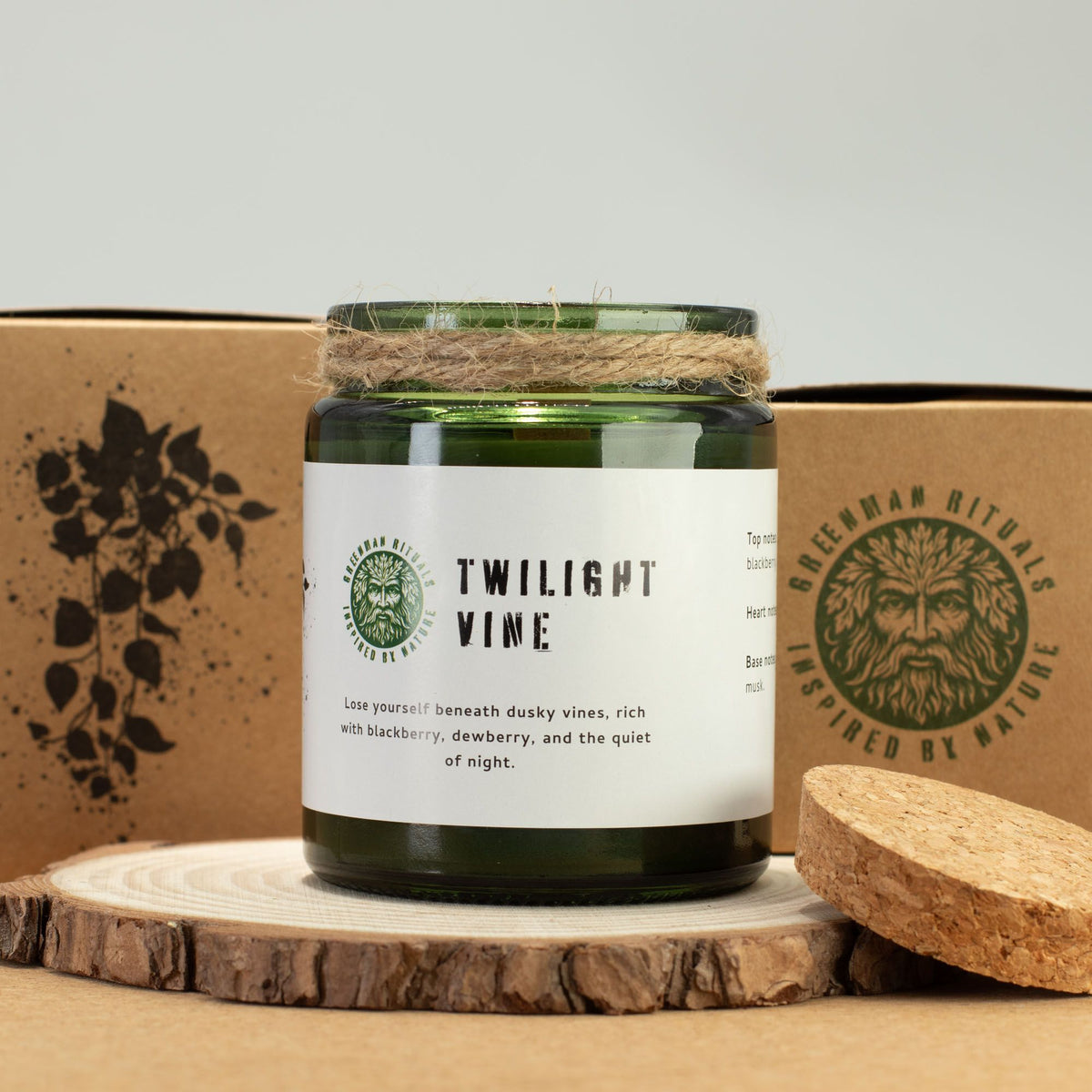 Greenman sojavaxljus med träveke – Twilight Vine