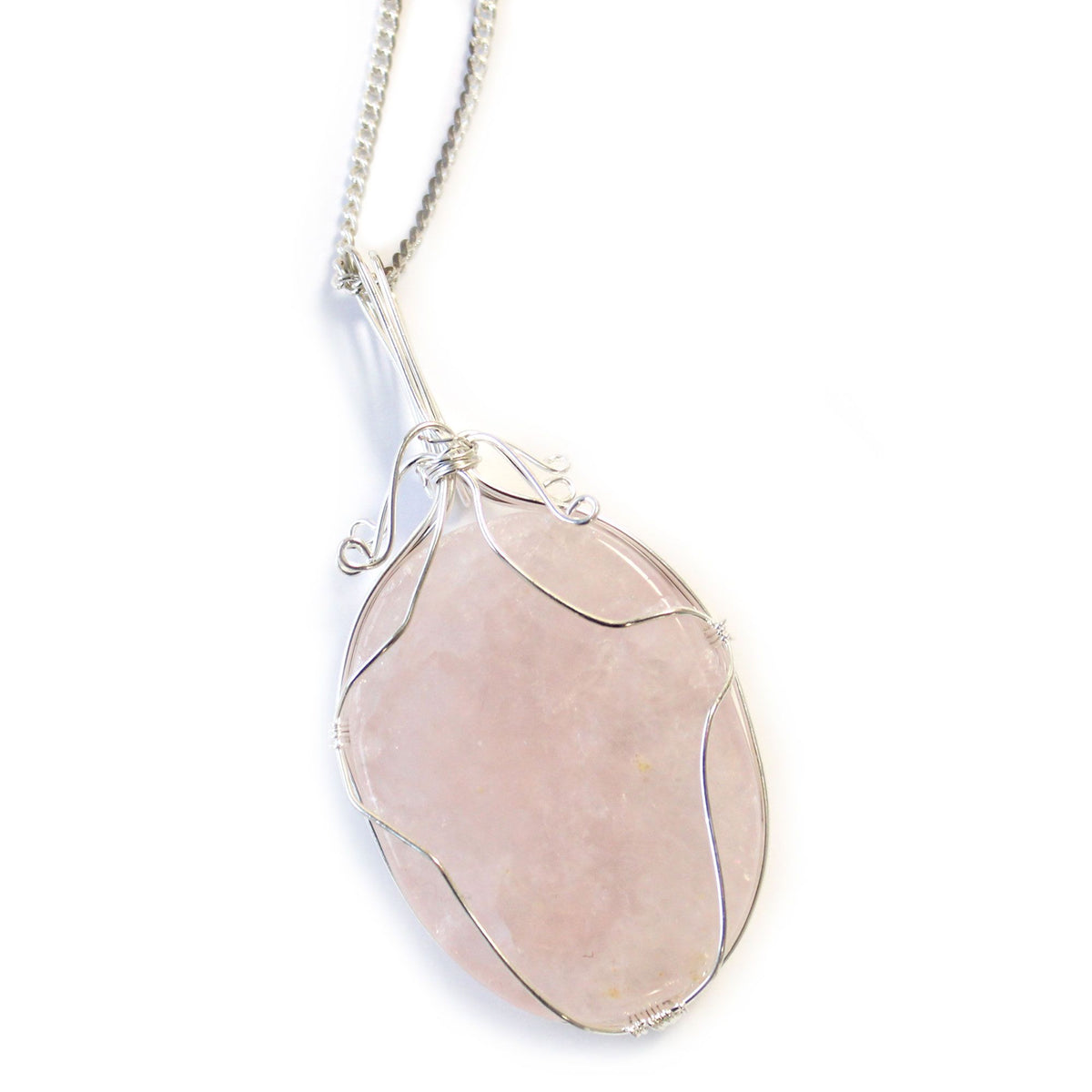 Halsband med spiralinfattning – rosenkvarts