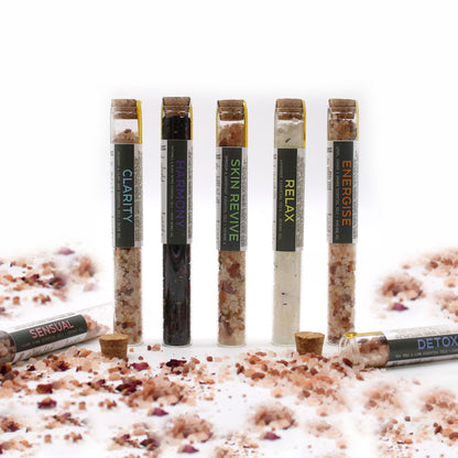 Badsalt i glasrör – presentset med 7 × 40 g