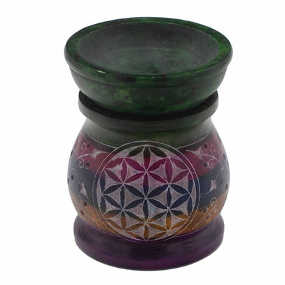 Oljebrännare i täljsten – Flower of Life, 10 cm