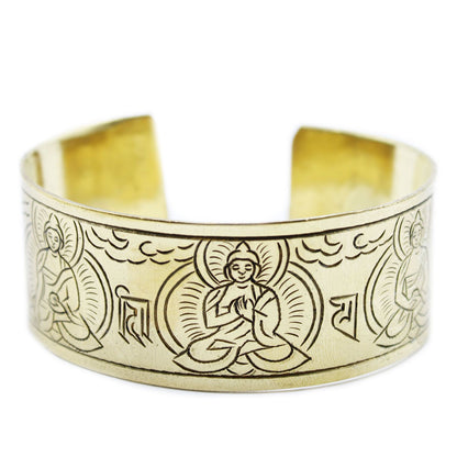 Tibetanskt armband – Fem buddhor, mässingston