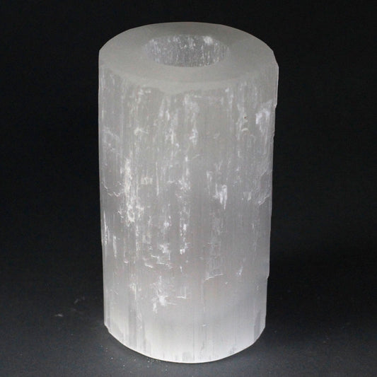 Ljushållare i selenit – cylinder, 15 cm