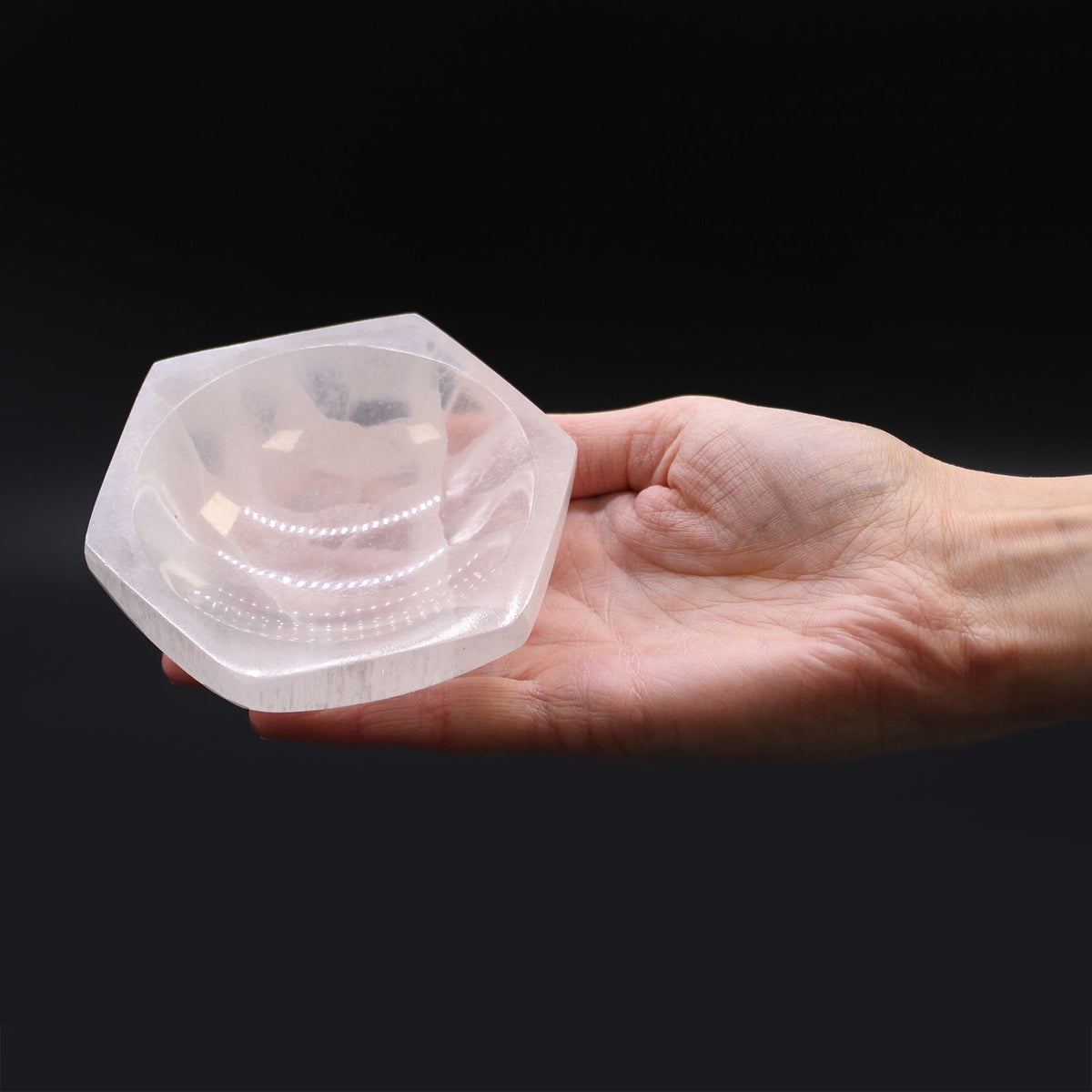 Selenitskål – hexagon, ca 10 cm
