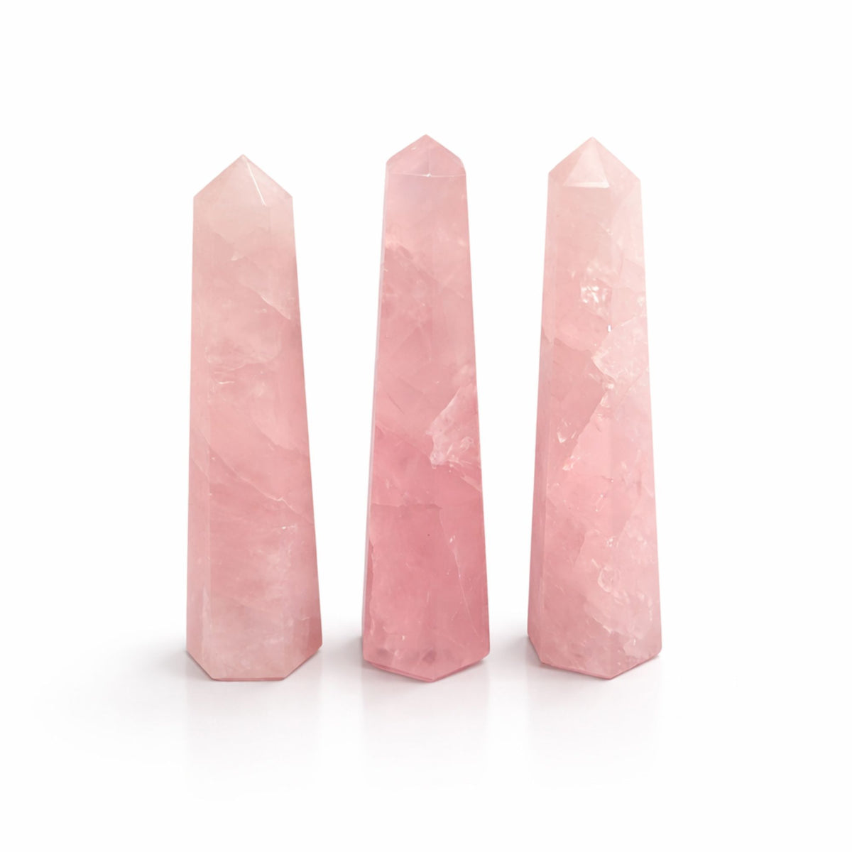 Sexsidig obelisk i rosenkvarts – ca 11 cm