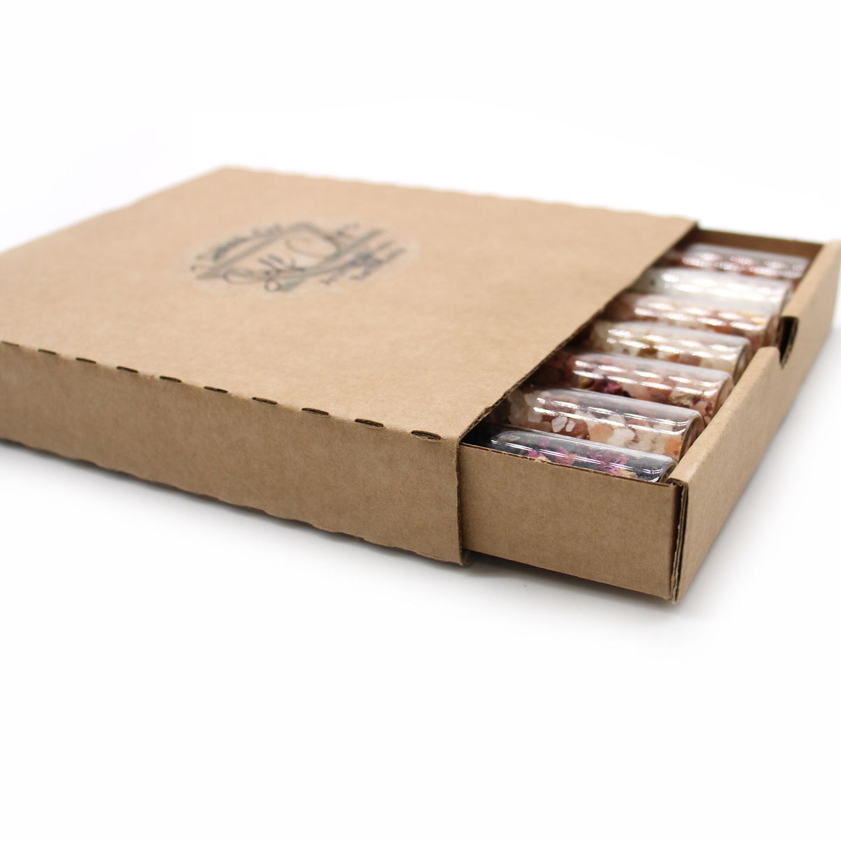 Badsalt i glasrör – presentset med 7 × 40 g