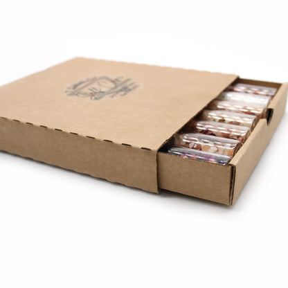 Badsalt i glasrör – presentset med 7 × 40 g