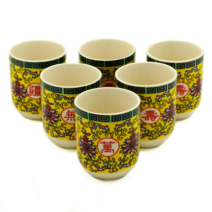Tekoppar i keramik – orientaliskt mönster, 6-pack