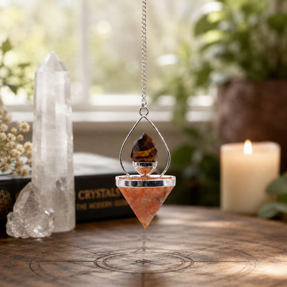 Kristallpendel Lantern of Life – solsten & tigeröga