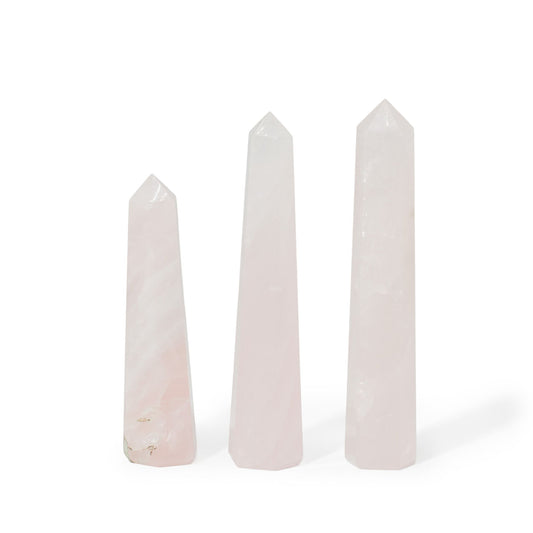 Sexsidig obelisk i rosenkvarts – ca 11 cm – produktbild 1