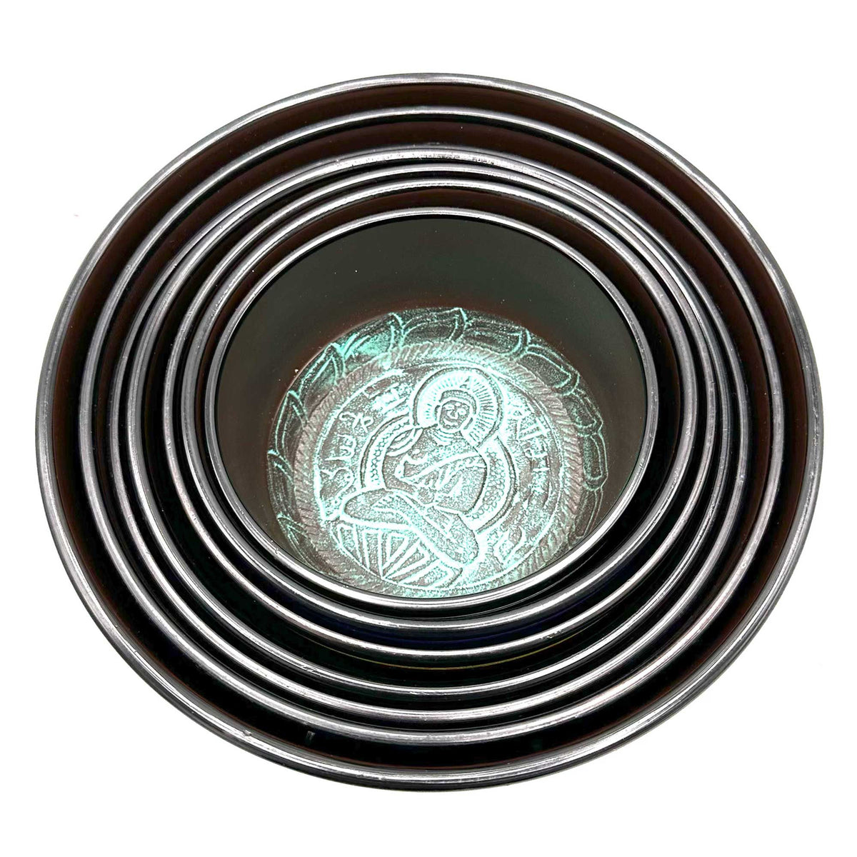 Chakra-klangskålsset – 7 stora skålar, 19,5–35 cm