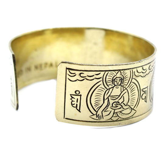 Tibetanskt armband – Fem buddhor, mässingston