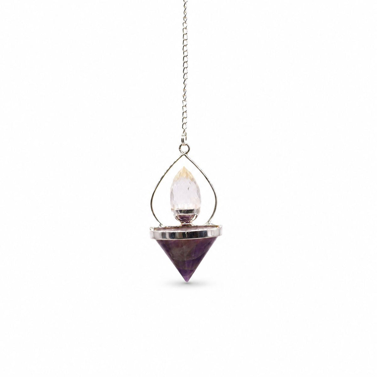Kristallpendel Lantern of Life – ametist & bergkristall