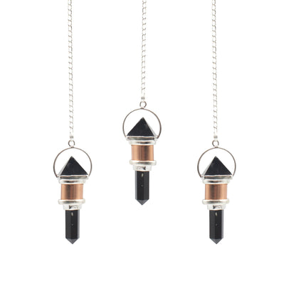 Kristallpendel Night Watcher – obsidian & koppar