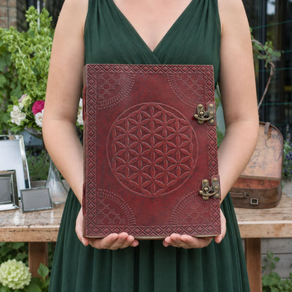 Stor läderjournal – Flower of Life