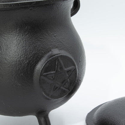 Stor ritualkittel i gjutjärn – pentagram, 23 × 18 cm, minst 4 kg