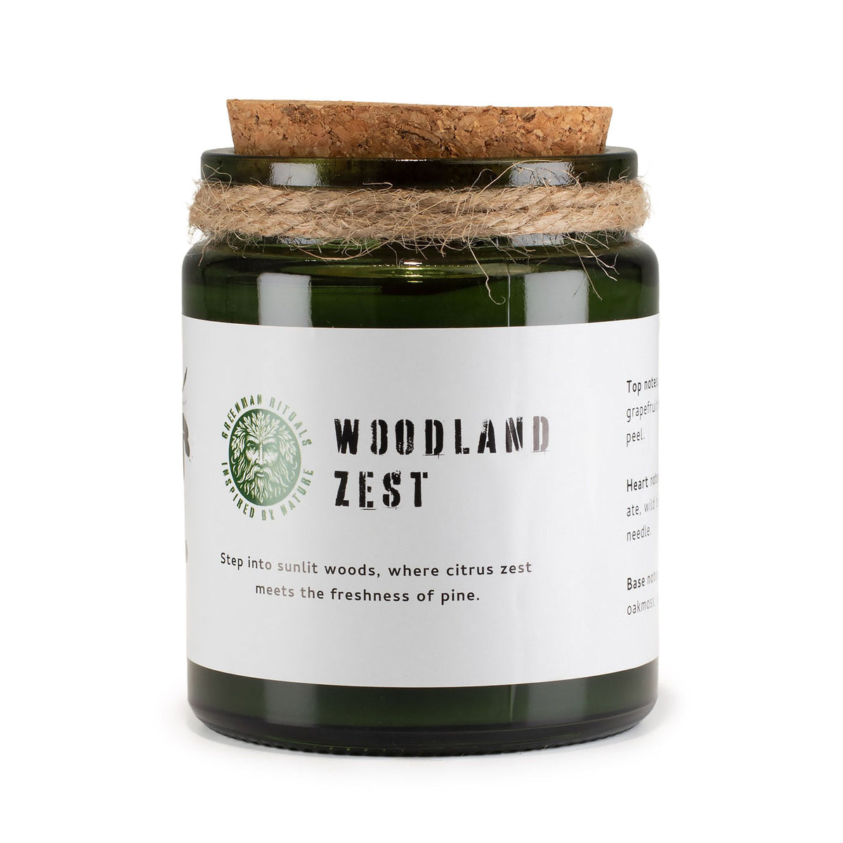 Greenman sojavaxljus med träveke – Woodland Zest