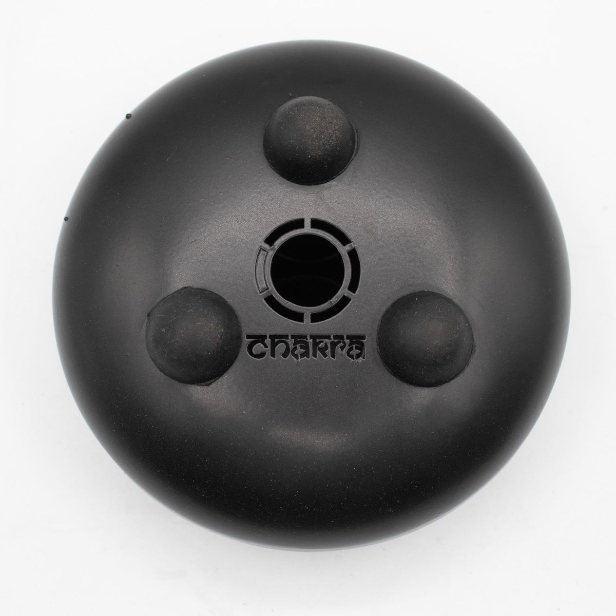 Ståltungtrumma – svart med chakramotiv, 14 × 7 cm