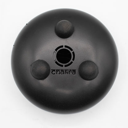 Ståltungtrumma – svart med chakramotiv, 14 × 7 cm