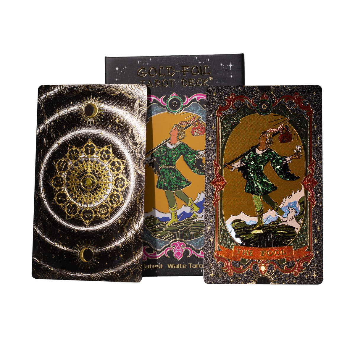 Tarotkort Gold Foil – svart & guld med guidebok
