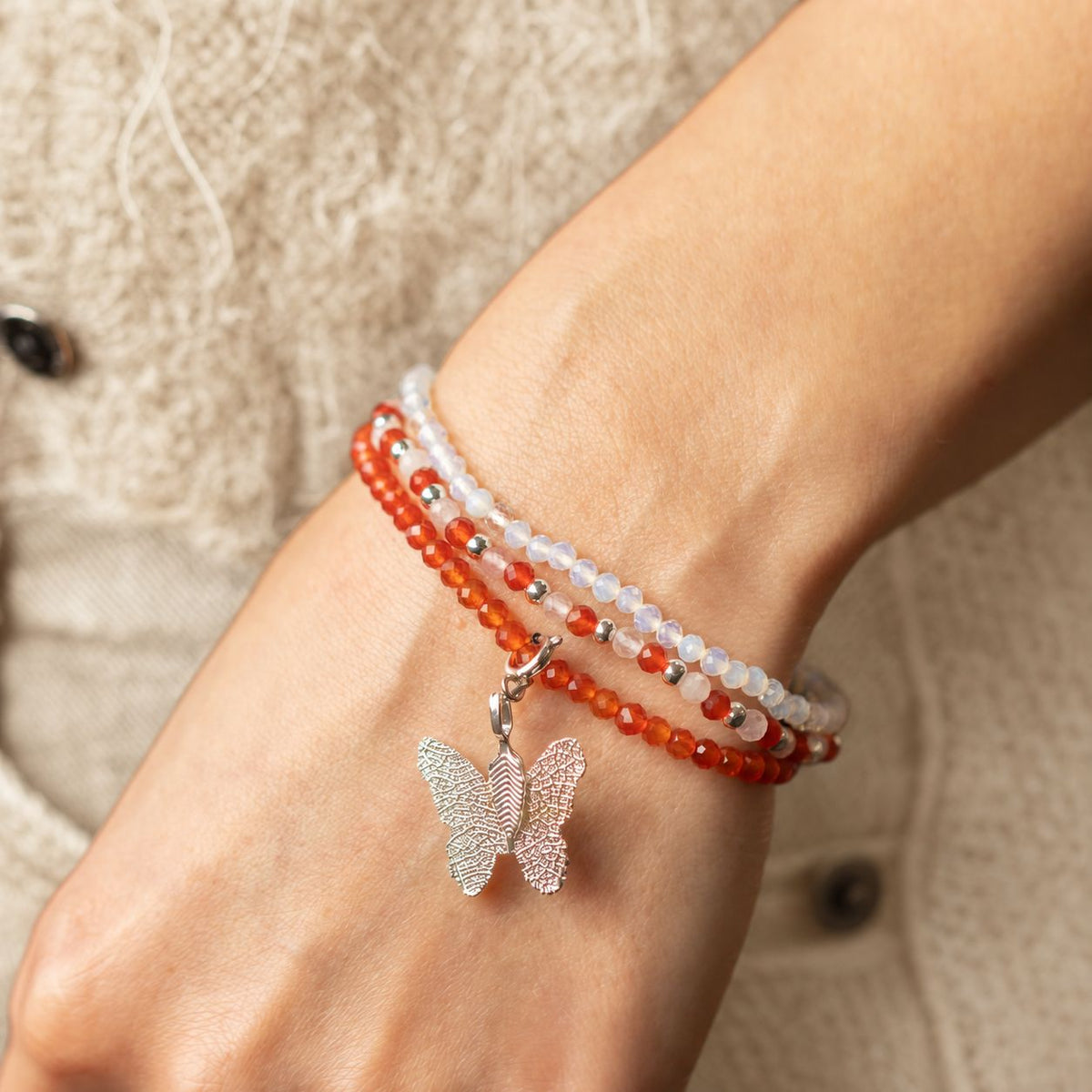 Kristallarmband-set Blood Moon – 3 elastiska armband