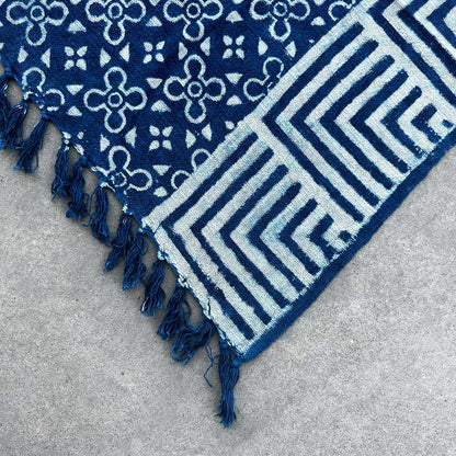 Indigofärgad pläd – Kasba Tiles, 170 × 120 cm