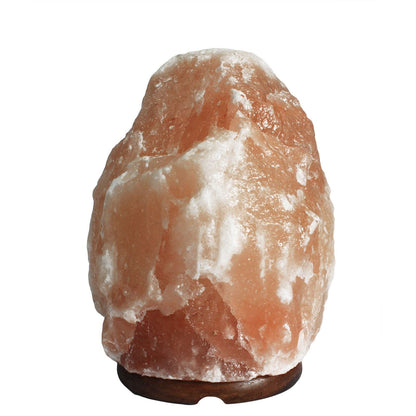 Saltlampa med träbas – natur, ca 3–5 kg