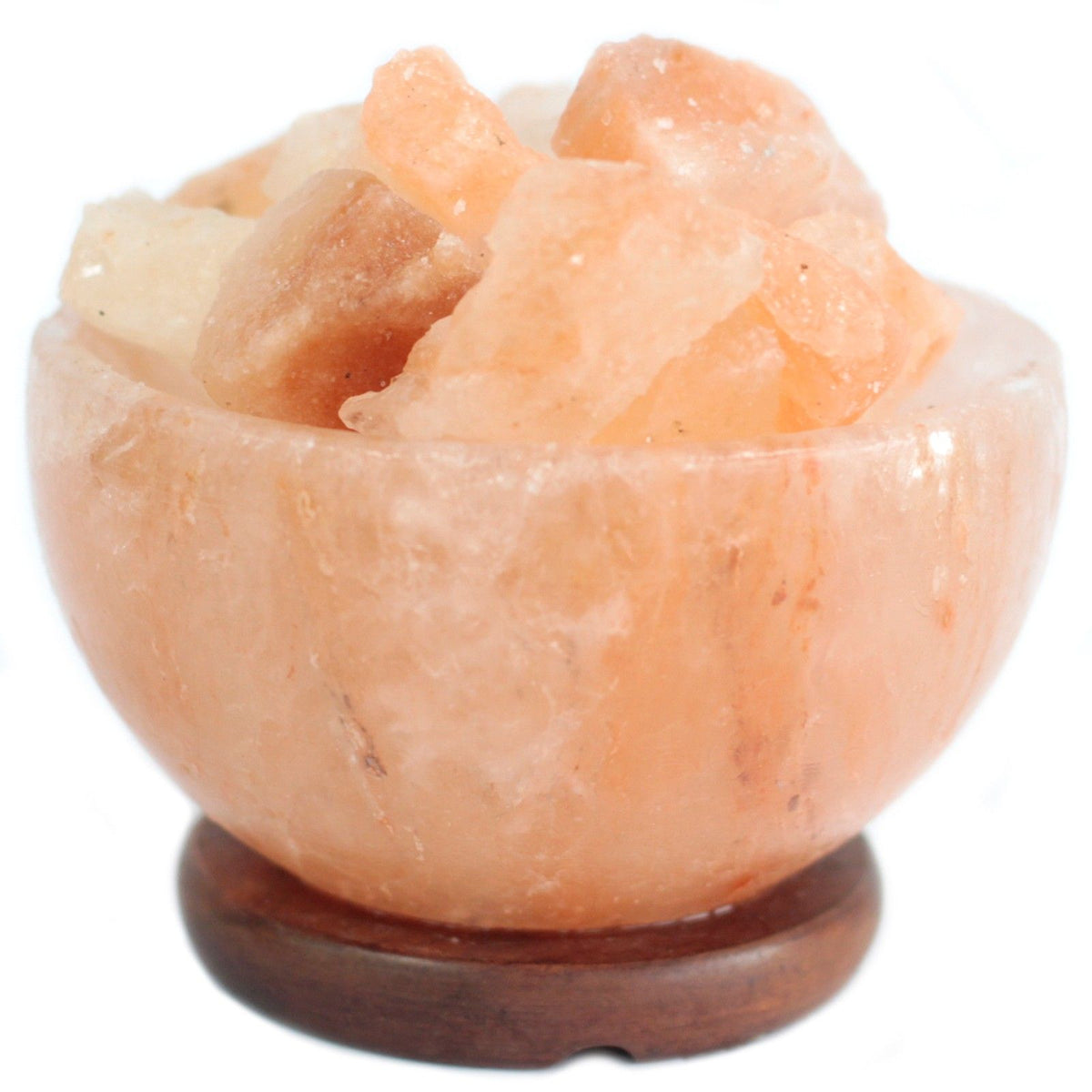 Saltskål med belysning och saltkristaller – ca 15 × 9 cm