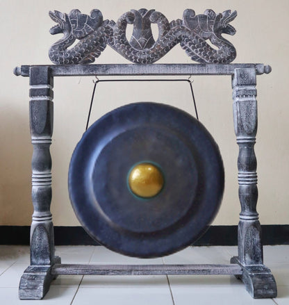 Gong med trästativ – svart, 50 cm
