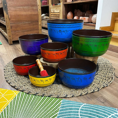 Chakra-klangskålsset – 7 stora skålar, 19,5–35 cm