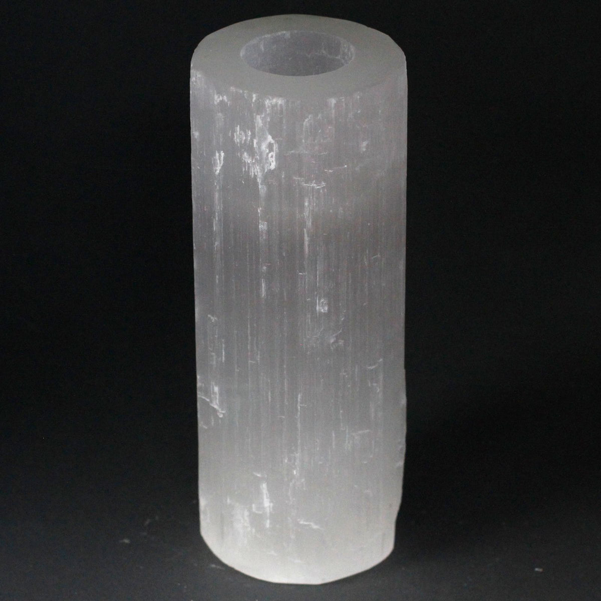 Ljushållare i selenit – cylinder, 20 cm
