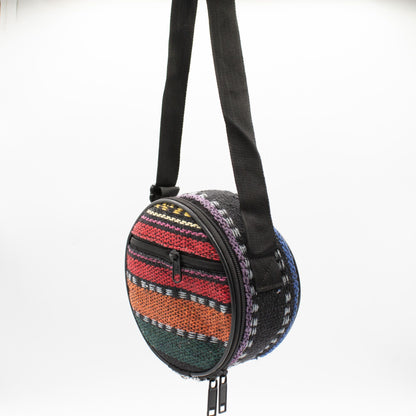 Ståltungtrumma – svart med chakramotiv, 14 × 7 cm
