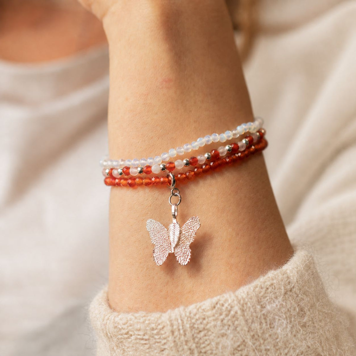 Kristallarmband-set Blood Moon – 3 elastiska armband