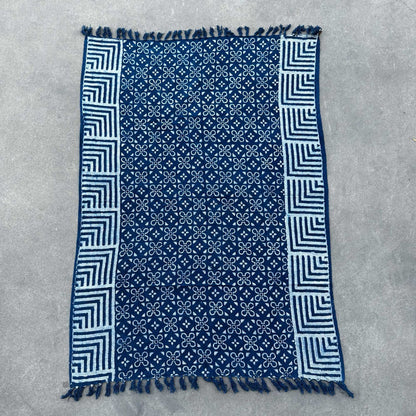 Indigofärgad pläd – Kasba Tiles, 170 × 120 cm