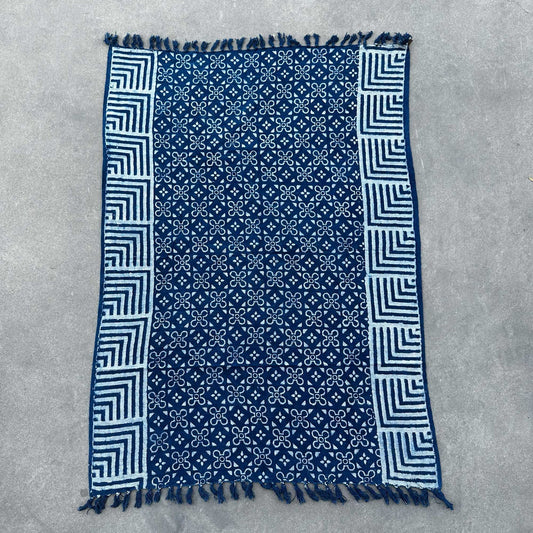 Indigofärgad pläd – Kasba Tiles, 170 × 120 cm