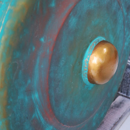 Gong med trästativ – grönpatinerad finish, 35 cm