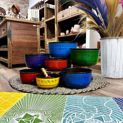Chakra-klangskålsset – 7 stora skålar, 19,5–35 cm