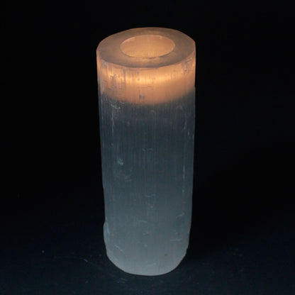 Ljushållare i selenit – cylinder, 20 cm