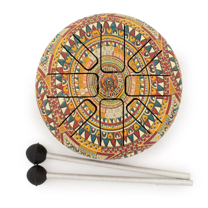 Ståltungtrumma – Om-mandala, 13 × 9 cm