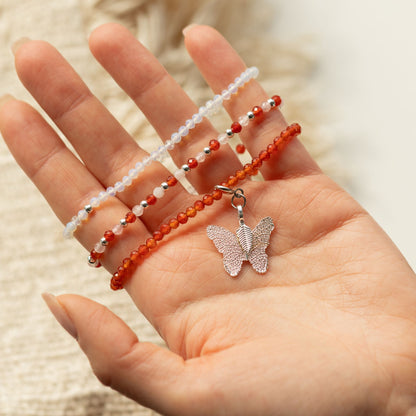 Kristallarmband-set Blood Moon – 3 elastiska armband