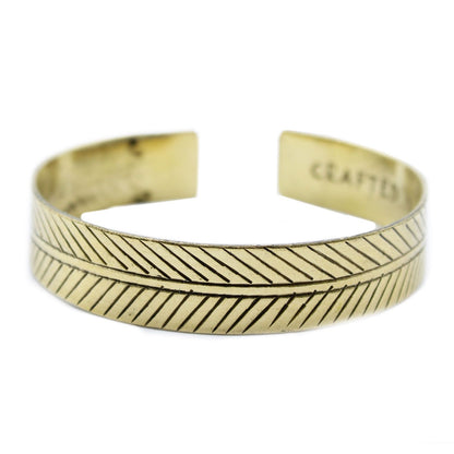 Tibetanskt armband – brett bladmönster, mässingston