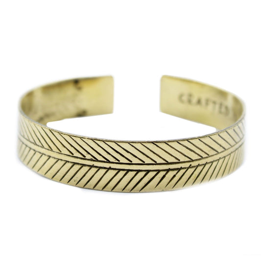 Tibetanskt armband – brett bladmönster, mässingston